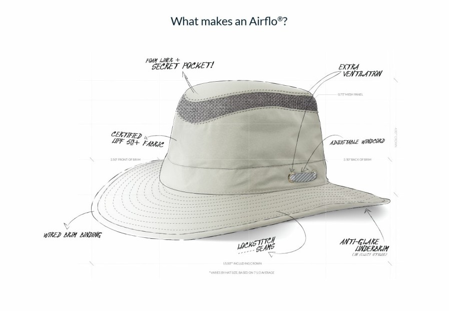 Men'S Tilley Outback Hats | Airflo® Lightweight Vented Wide Brim Outback