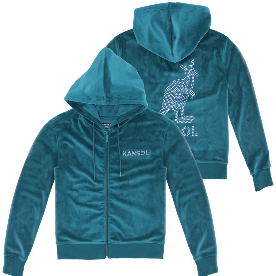 Clothing & Accessories Kangol | Women'S Velour Crystal Zip Hoodie