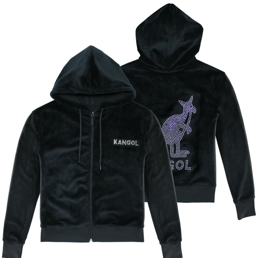 Clothing & Accessories Kangol | Women'S Velour Crystal Zip Hoodie