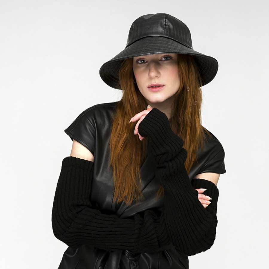 Women'S Kangol Bucket Hats | Faux Leather Rain Brim Casual