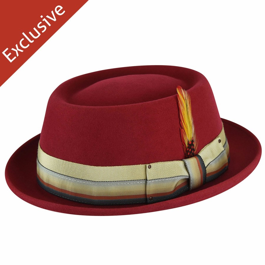 Men'S Bollman Hat Company Pork Pies | Jerry K. Pork Pie - Exclusive Collegiate Red