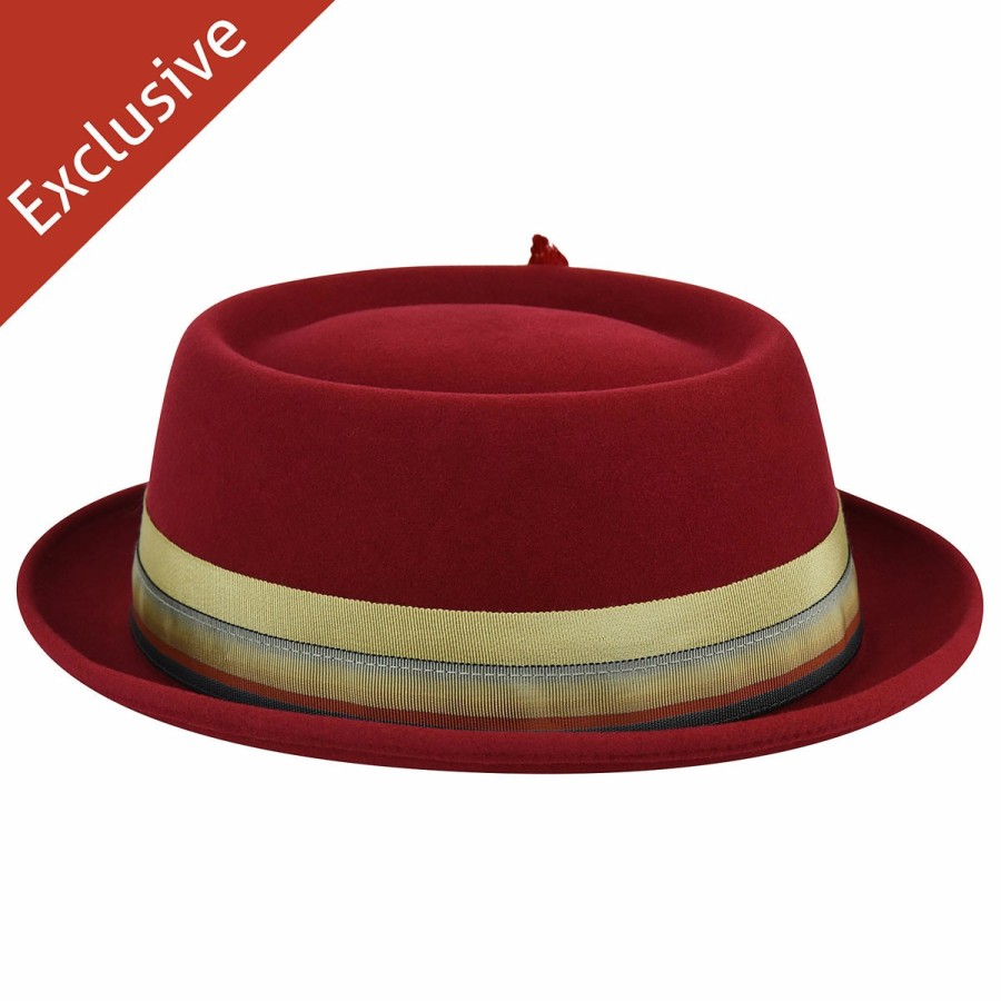 Men'S Bollman Hat Company Pork Pies | Jerry K. Pork Pie - Exclusive Collegiate Red