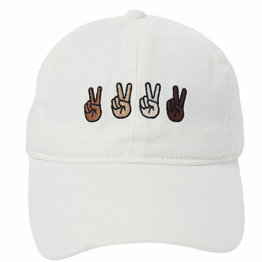 Women'S David & Young Baseball Caps | Peace Sign Ponyflo Baseball Cap White