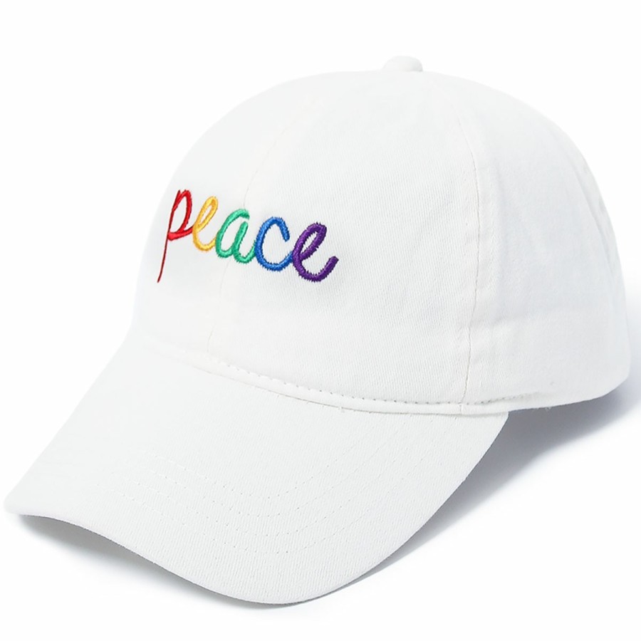 Women'S David & Young Baseball Caps | Rainbow Peace Ponyflo Baseball Cap White