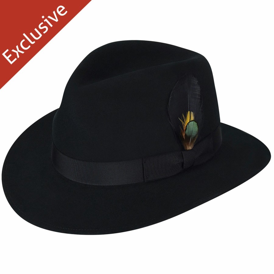 Men'S Bollman Hat Company Fedoras | Jeff K. Fedora - Exclusive Black