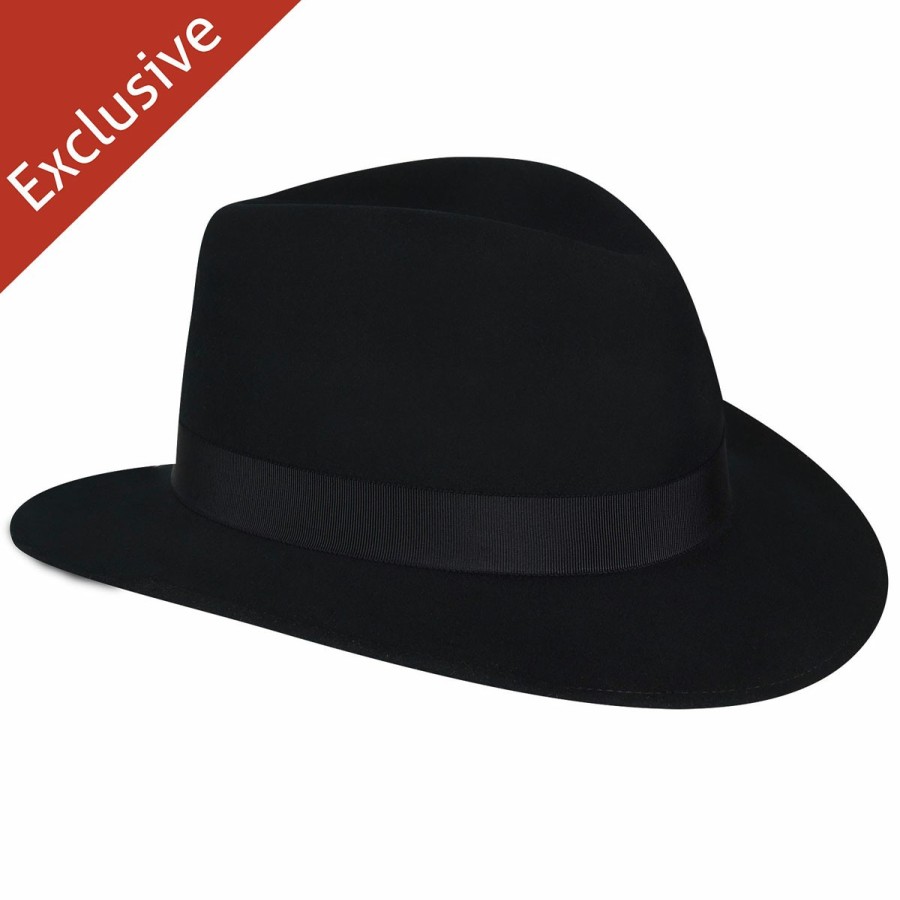 Men'S Bollman Hat Company Fedoras | Jeff K. Fedora - Exclusive Black