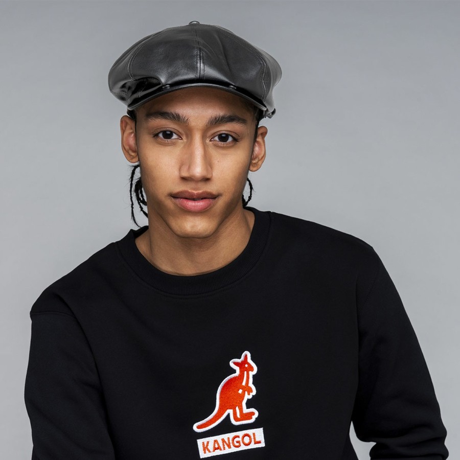 Men'S Kangol Newsboy Caps | Faux Leather Cap Black