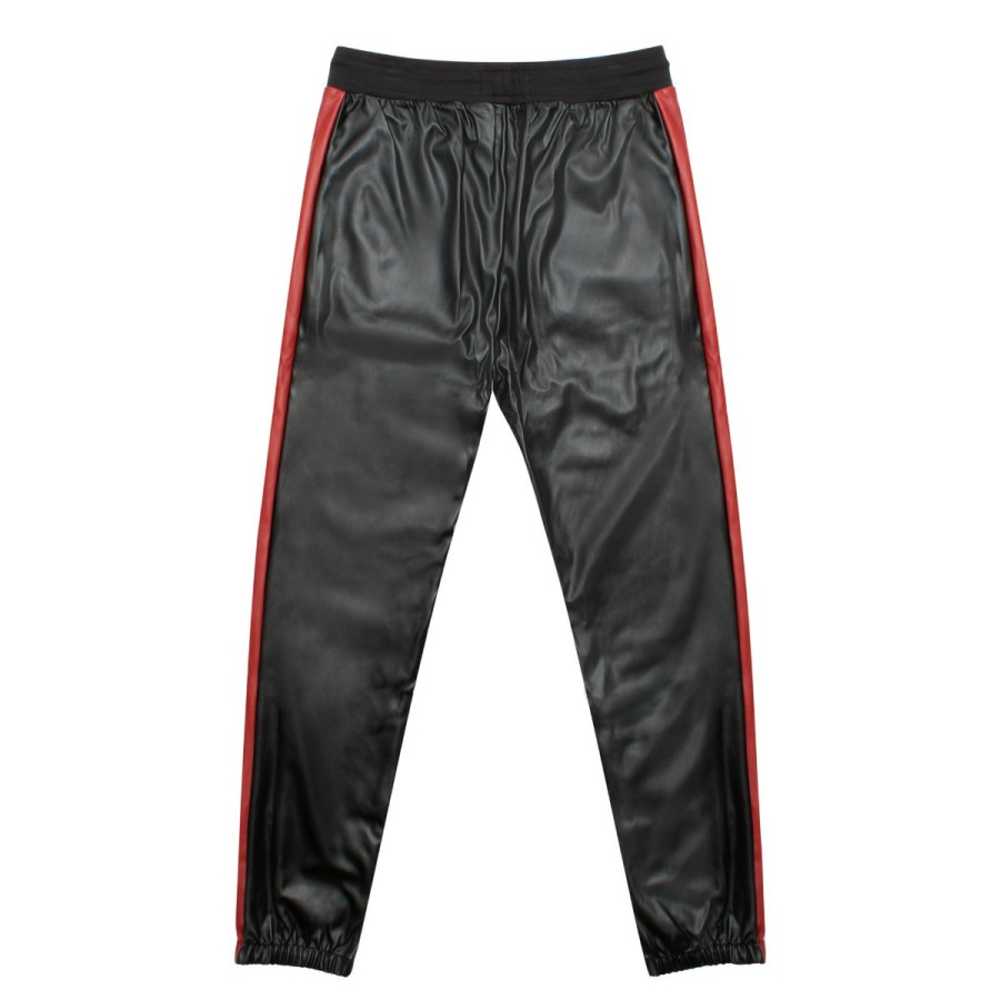 Clothing & Accessories Kangol | Men'S Vegan Leather Joggers Black Beauty