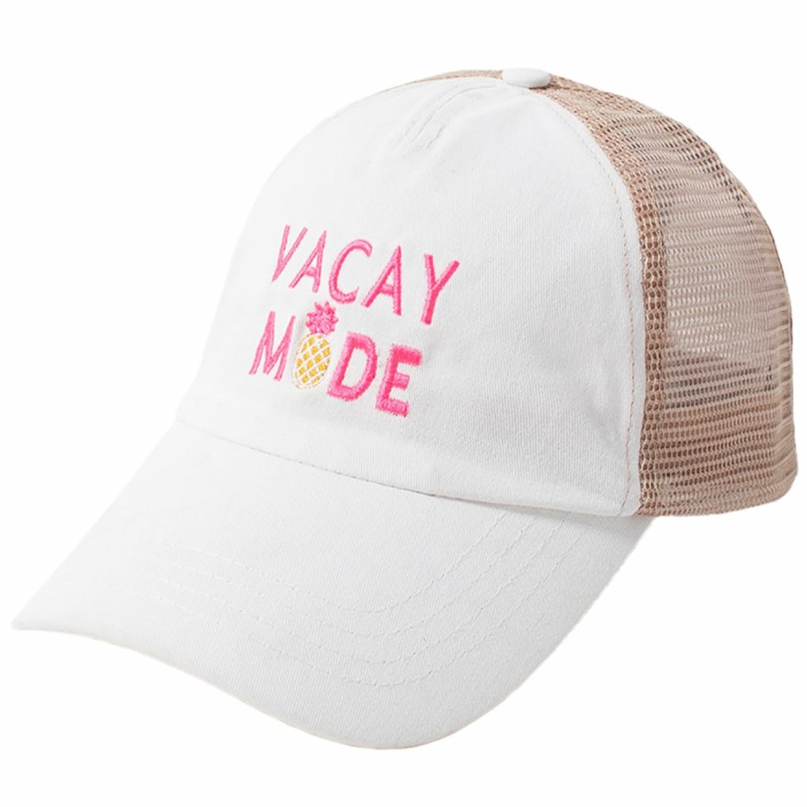 Women'S David & Young Baseball Caps | Vacay Mode Mesh Back Ponyflo Baseball Cap White