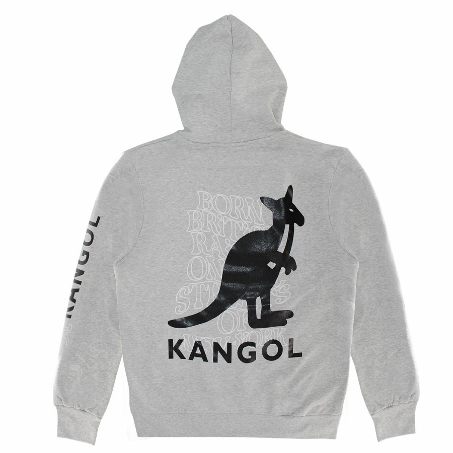 Clothing & Accessories Kangol | Kangol Wavy Puff And Foil Graphic Hoodie Ash Grey