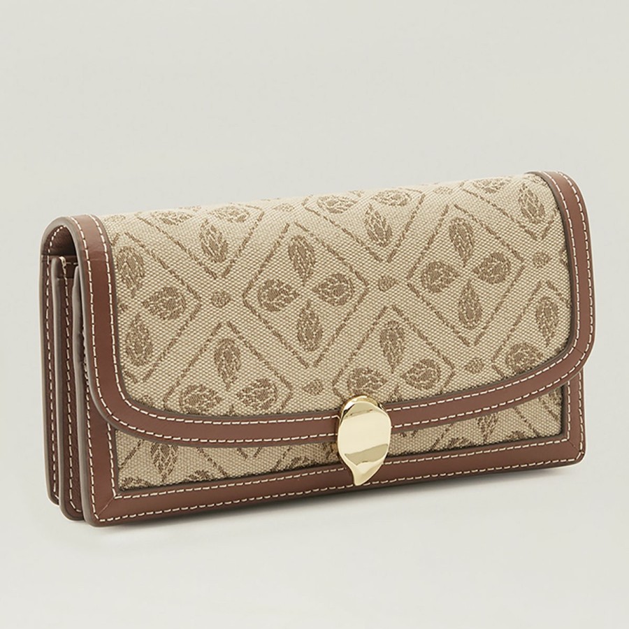 Clothing & Accessories Helen Kaminski | Adelie Wallet Clutch Jacquard Latte/Cuoio