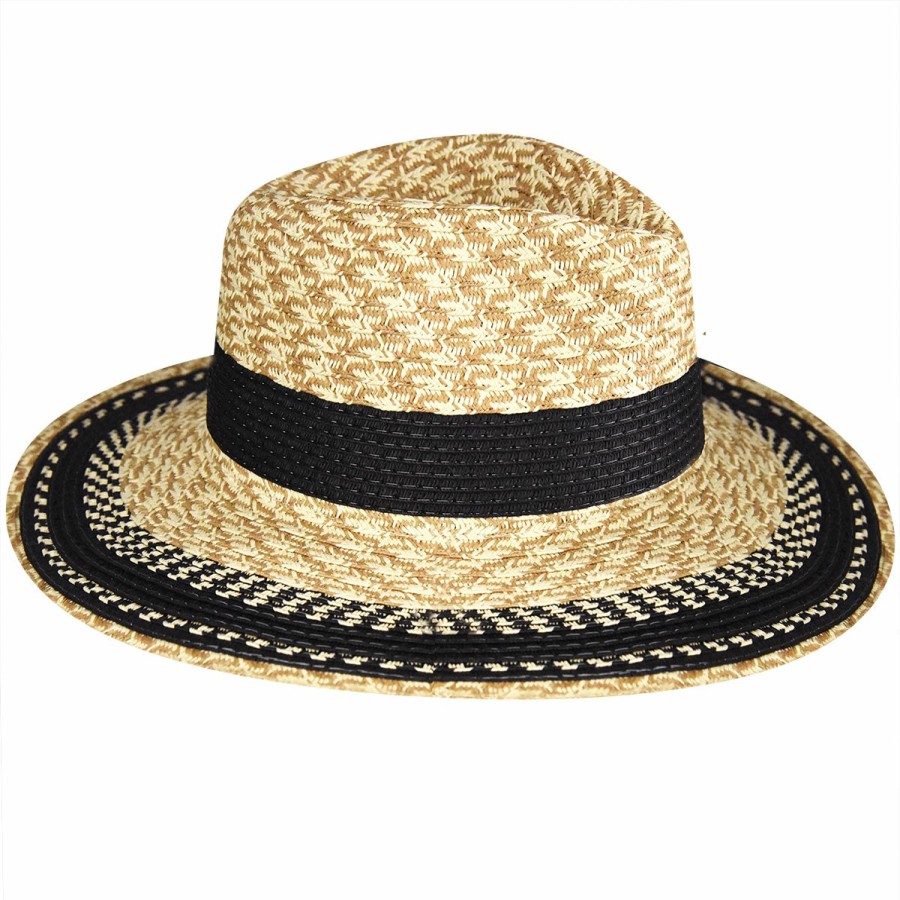 Women'S David & Young Fedoras | Multi Marled Straw Fedora Black