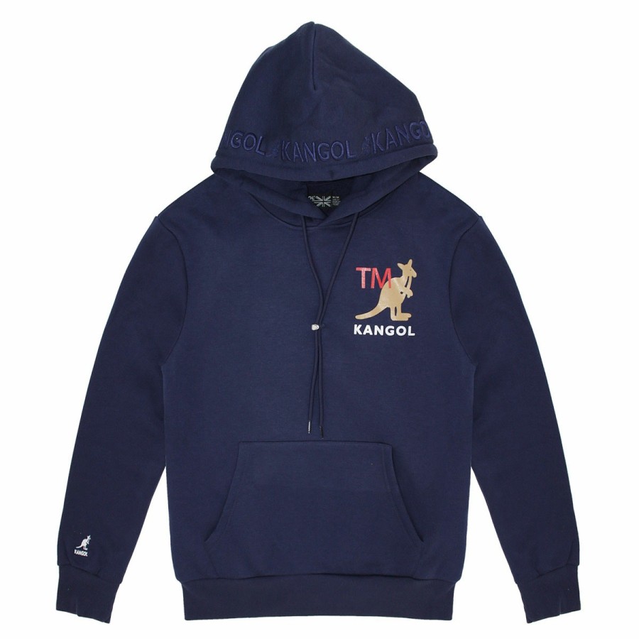 Clothing & Accessories Kangol | Men'S Oversized Trademark Graphic Hoodie Navy