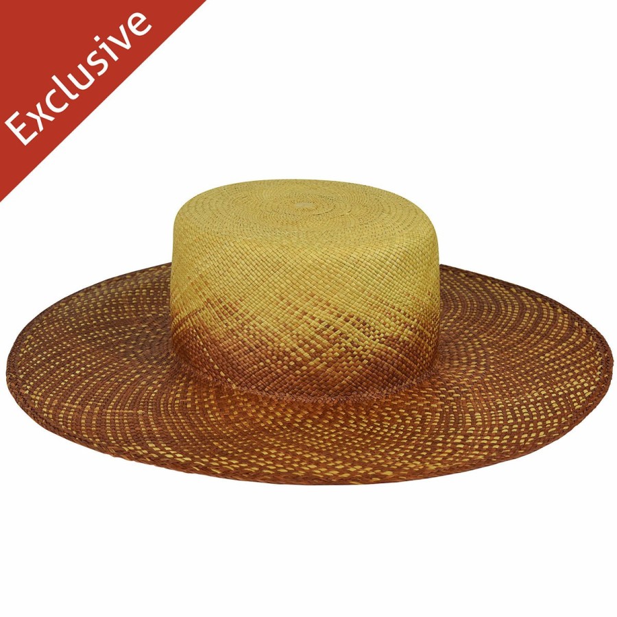 Women'S Bollman Hat Company Boaters | Linda I. Boater - Exclusive Sepia/Natural