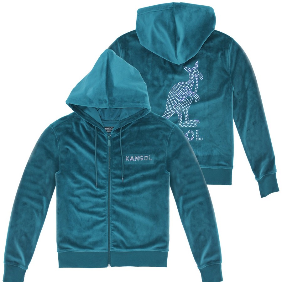 Clothing & Accessories Kangol | Women'S Velour Crystal Zip Hoodie