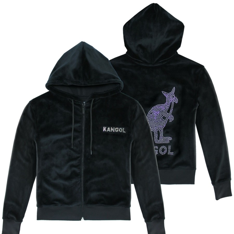 Clothing & Accessories Kangol | Women'S Velour Crystal Zip Hoodie