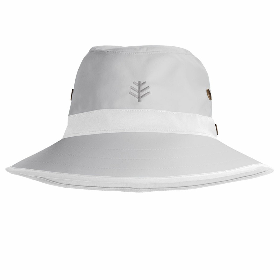 Men'S Coolibar Outback Hats | Matchplay Golf Hat Silver/White