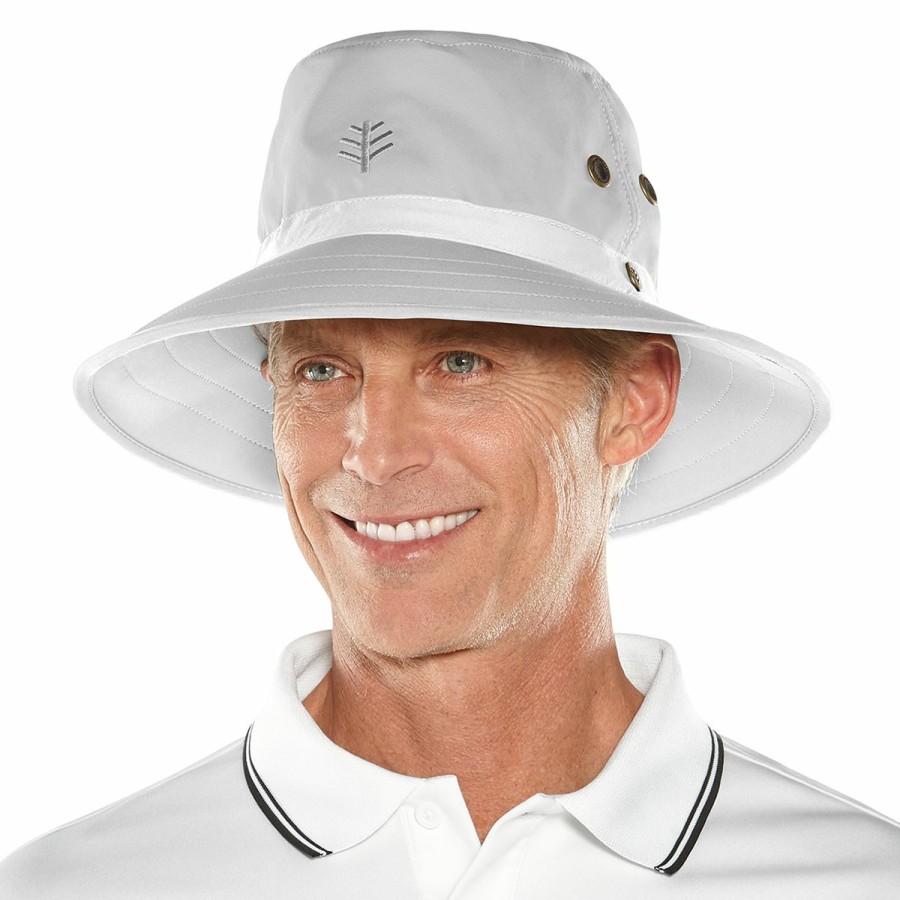 Men'S Coolibar Outback Hats | Matchplay Golf Hat Silver/White