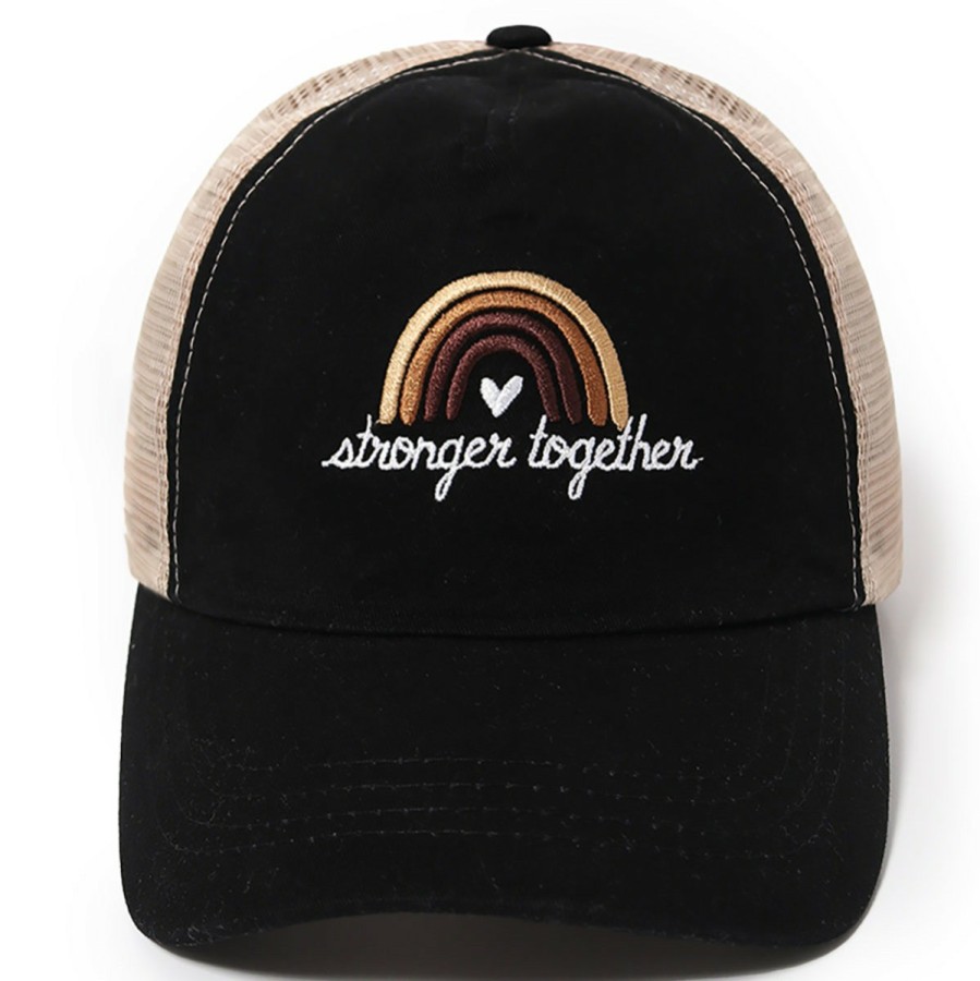 Women'S David & Young Baseball Caps | Stronger Together Mesh Back Ponyflo Baseball Cap Black