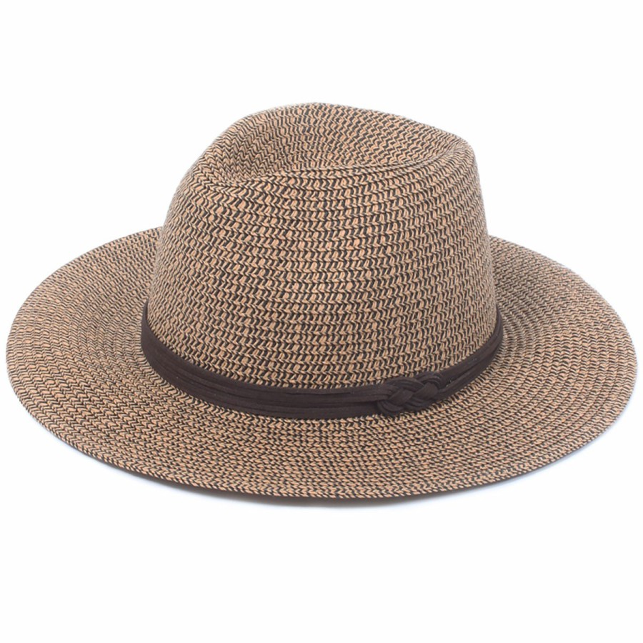 Women'S David & Young Fedoras | Marled Straw Knotted Faux Suede Trim Fedora